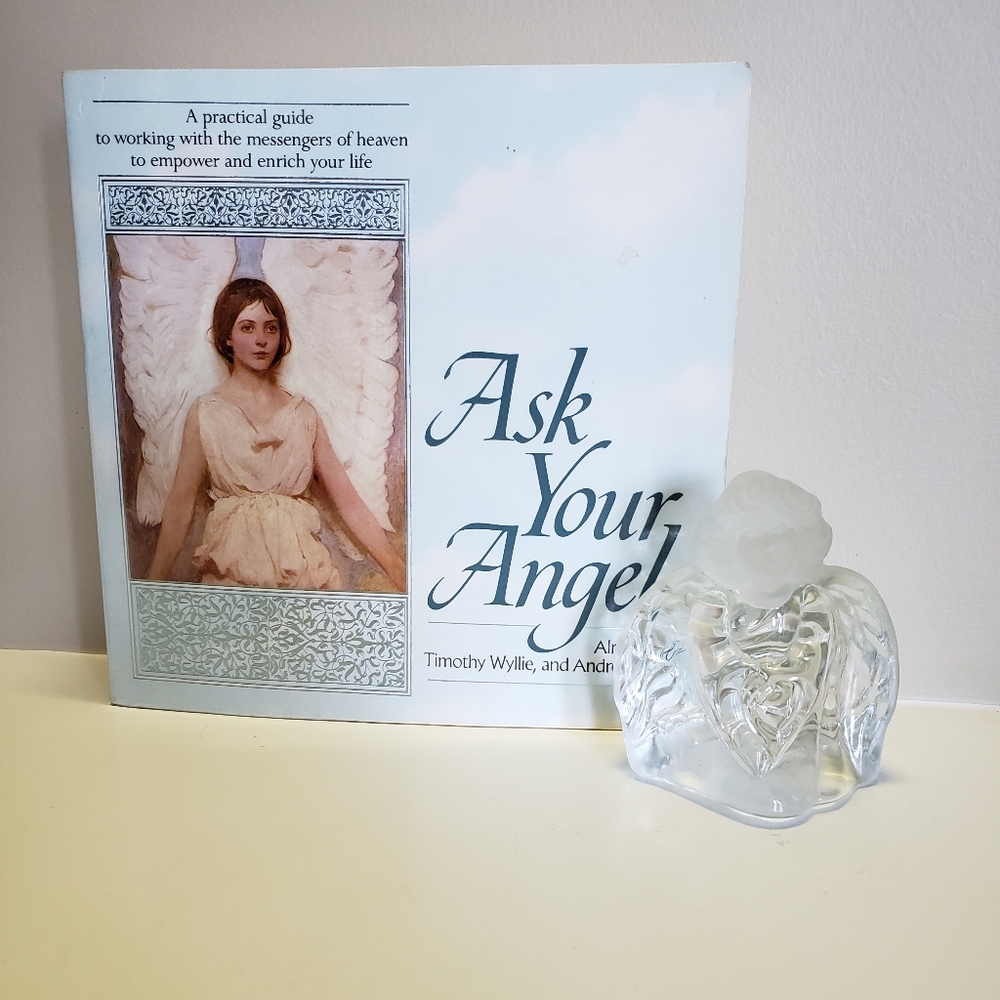 FENTON Glass Angel & book.